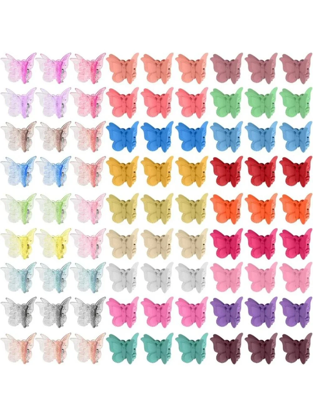 100 Pcs Pastel Butterfly Hair Clips - Mini Claw Clips for Girls & Women, 30